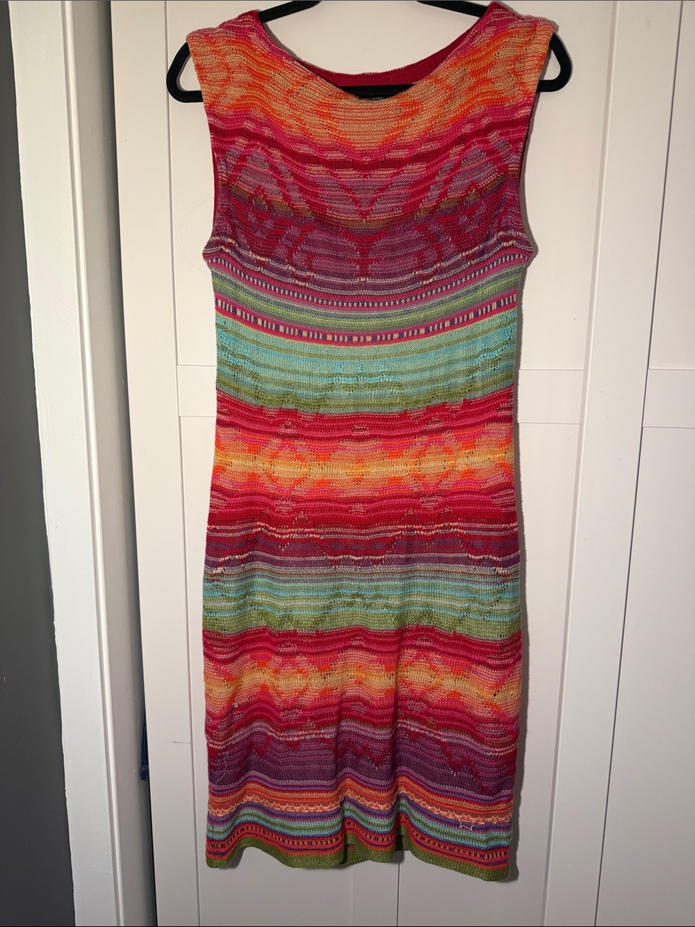Lauren By Ralph Lauren Sleeveless Multicolor Striped Knit Dress